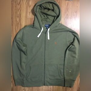 Ralph Lauren Polo Olive Green Zip Up Hoodie Mens XL Retro 2000’s Heavy Fleece